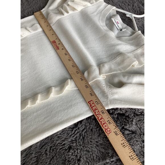 Vineyard Vines Girls Ruffle Crew Neck Sweater Marshmallow White Size Large - Picture 9 of 11